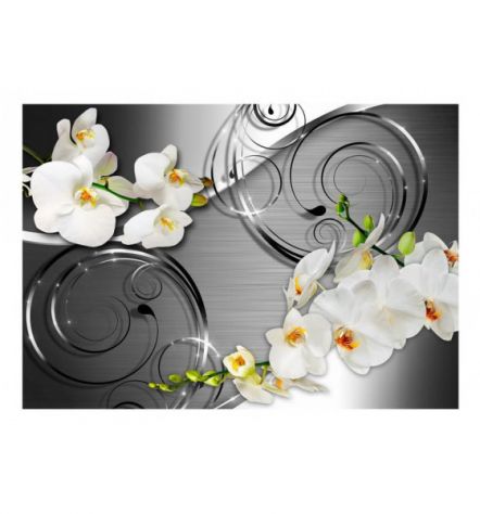 Fotomurale Adesivo Fiori Eleganti Sfondo Grigio ARREDALACASA - Foto 2