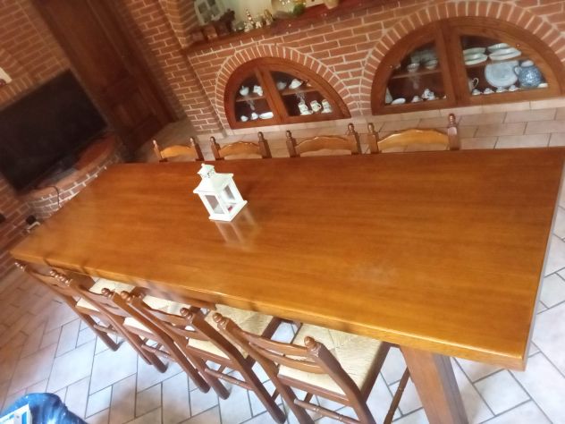 Tavolo in rovere massello 3m x 1m da taverna / agriturismo + 8 sedie - Foto 2
