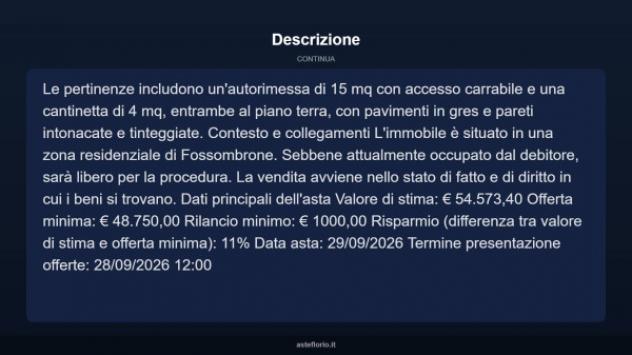 Immobile in asta di 100 m² con più di 5 locali e box auto in vendita a Fossombrone - Foto 13