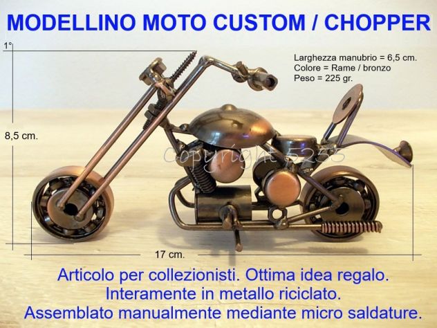 MODELLINI da COLLEZIONISMO MOTO CUSTOM CHOPPER HARLEY HD in METALLO FATTE A MANO - Foto 2