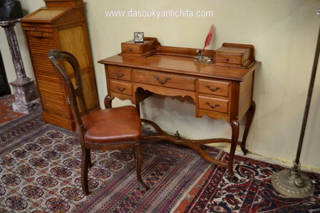 Scrittoio da centro con alzatina stile Barocchetto prima metà XX secolo. - Foto 4