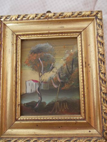 quadro dipinto su lastra ottone