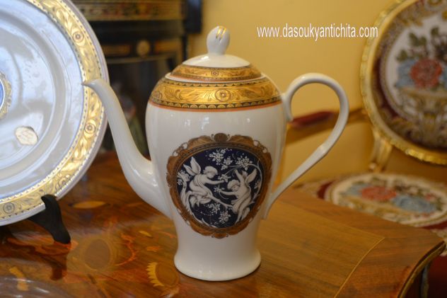 Caffettiera con piatto in porcellana T. Limoges M.A.B.A - Foto 3