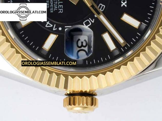 Rolex Replica SKYDWELLER SS/YG BEST EDITION QUADRANTE NERO SU BRACCIALE SS/YG JUBILEE A23J - Foto 13