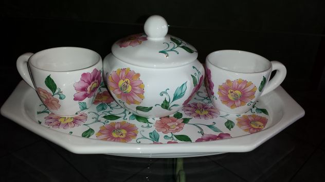 Servizio da the con vassoio in ceramica - Foto 2