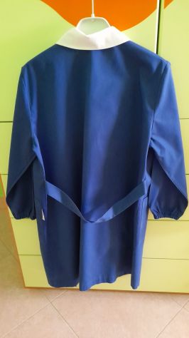 GREMBIULE SIGGI SCUOLA ELEMENTARE BAMBINO 7, 8 ANNI BLU CON RICAMO COLLET.BIANCO - Foto 2