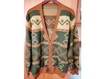 Maglione Cardigan Vintage ‘80 tg 54 pura lana x uomo stile geometrico