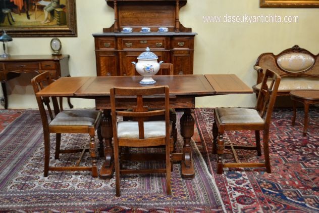 Tavolo/Scrittoio stile Neorinascimento Elisabettiano - Foto 9