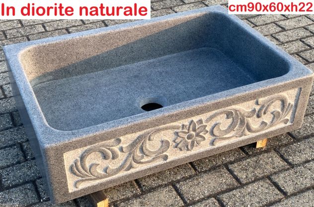 Lavello lavandino per cucina in pietra granito diorite 80/90cm 1 - Foto 10