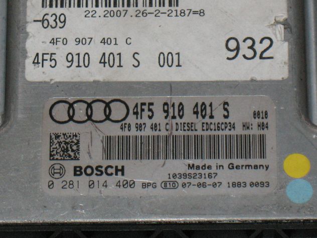 0281014400 ECU AUDI A4 A5 A6 EDC16CP34 0281014400 4F5910401S 4F0907401C - Foto 2