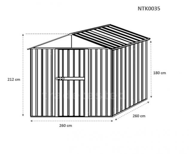 Box prefabbricato, casetta da giardino in lamiera zincata. Capanno deposito attrezzi in Acciaio Zincato 2.76 x 2.60 m x h2.12 m - Peso 110 KG – 7,2 me - Foto 5