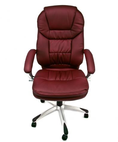 POLTRONA UFFICIO ERGONOMICA GIREVOLE IN ECOPELLE BORDEAUX - DIREZIONALE MODELLO ROGER - NUOVA - Foto 4