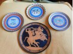 Piatti terracotta dipinta a punta pennello.Riproduzione affreschi Cnosso (Creta)