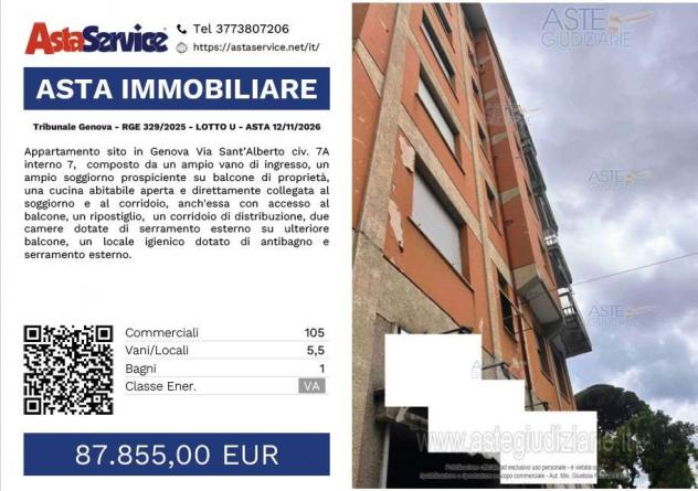 329/2025 U GE - Tribunale Genova - RGE 329/2025 - LOTTO U - ASTA 12/11/2026