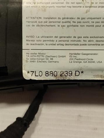 AIRBAG SEDILE SINISTRO VOLKSWAGEN Touareg 1° Serie 7L0880239D (0206) - Foto 2