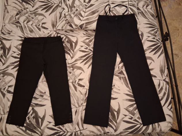 2 paia Pantaloni Donna Basic neri, elasticizzati, uno lungo e uno Pinocchietto