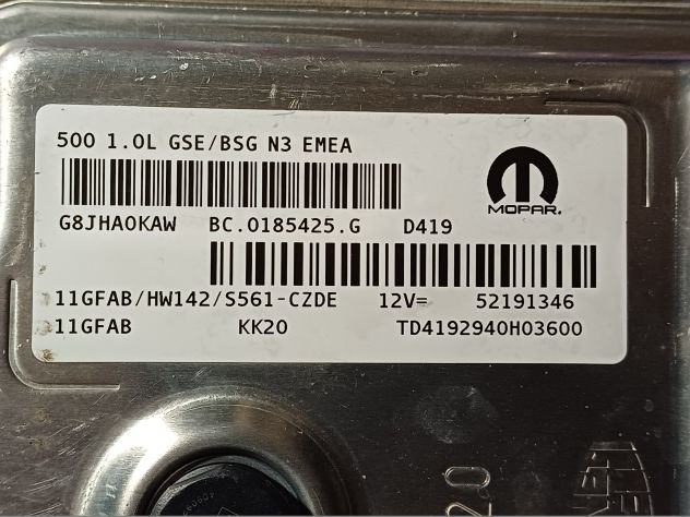 CENTRALINA MAGNETI MARELLI 500 1.0 L GSE / BSG N3 EMEA 11GF AB HW142 / S561 52