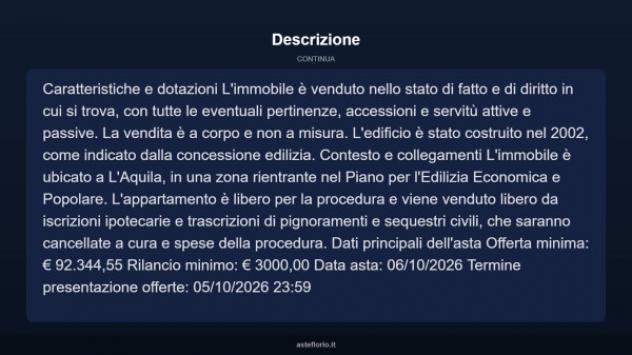 Immobile in asta di 100 m², box auto in vendita a L'Aquila - Foto 4