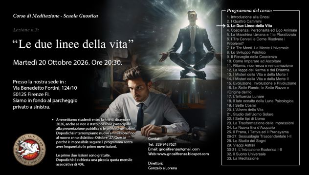 CORSO DI MEDITAZIONE: 'LA GNOSI UNIVERSALE' a Firenze