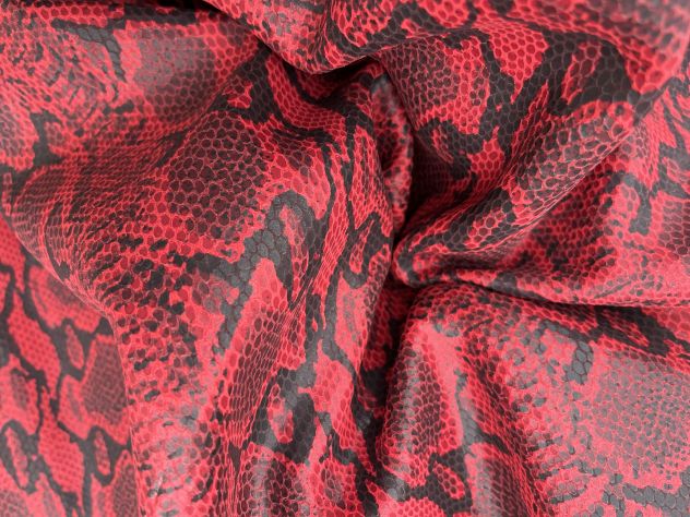 Pelle vitello stampata pitone rosso - Foto 4