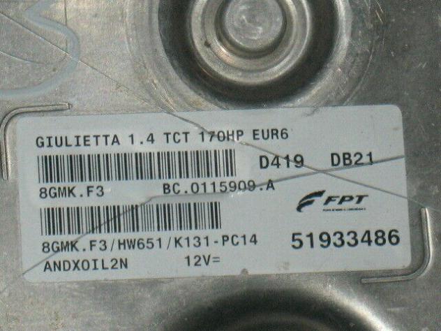 51933486 ECU Alfa Romeo Giulietta 1.4 TB FPT 51933486 8GMK.F3 HW651 - Foto 2