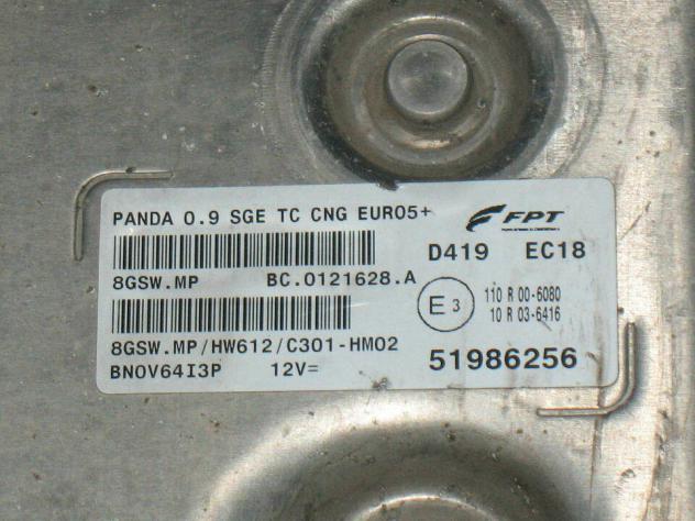 51986256 ECU CENTRALINA FIAT PANDA 0.9 51986256 8GSW.MP HW612 C301-HM02 - Foto 2