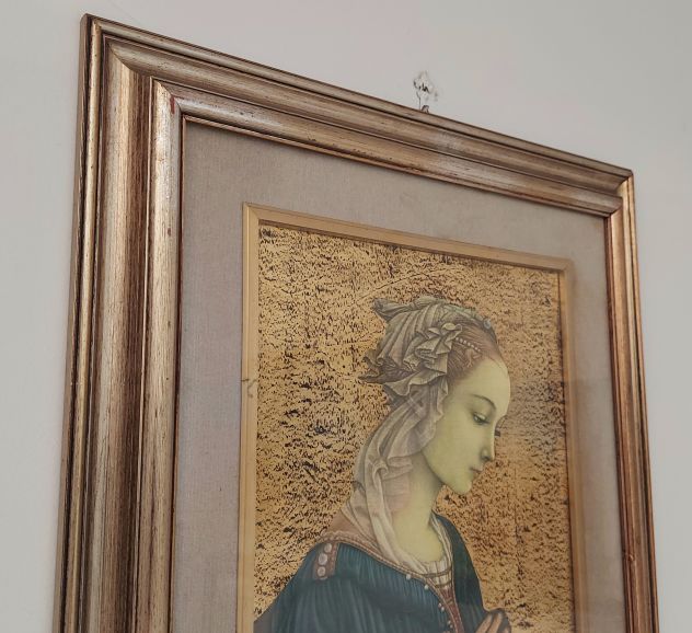 Madonna da Fra Filippo Lippi stampa su tavola,sfondo decorato foglia d'oro - Foto 3