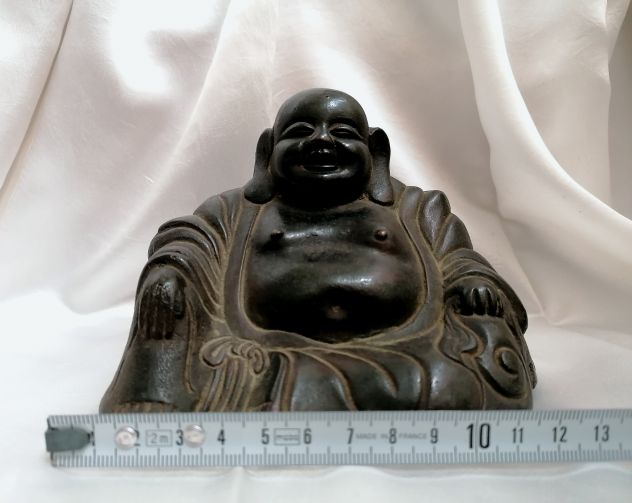 RARO ANTICO BUDDHA CINESE IN BRONZO, EPOCA FINE 1800 / INIZIO 1900. - Foto 8