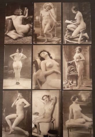 Album vintage 76 cartoline nudi d'epoca. - Foto 9