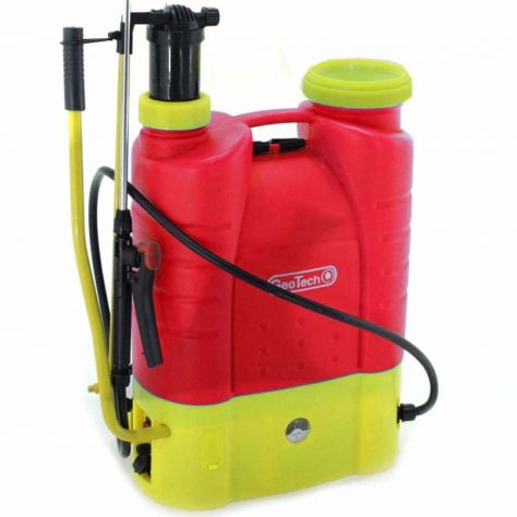 Pompa irroratrice spalleggiata 16lt a batteria e manuale Geotech