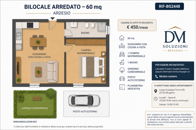 Ardesio bilocale arredato con terrazzo