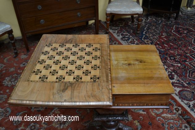 Antico tavolino da gioco/lavoro stile inglese regency - Foto 4