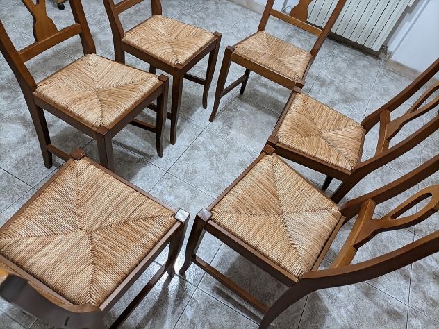 Sedia classica da cucina in legno seduta in paglia - Foto 5