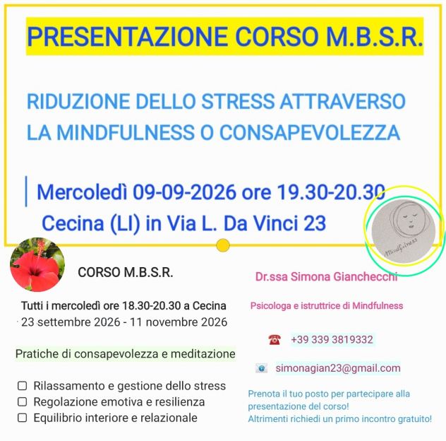 CORSO DI MEDITAZIONE/MINDFULNESS M.B.S.R. Tel:3393819332