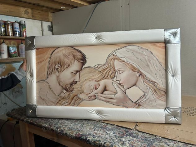 Quadro ecopelle barocco moderno sacra famiglia paesaggio frutta con spedizione - Foto 7