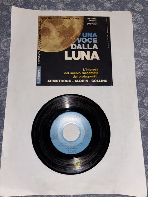 VINILE COME NUOVO 45 GIRI,RARO:”UNA VOCE DALLA LUNA”AMSTRONG,COLLINS,ALDRIN - Foto 7