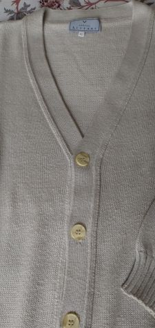 CARDIGAN DA UOMO IN COTONE PANNA - Foto 7