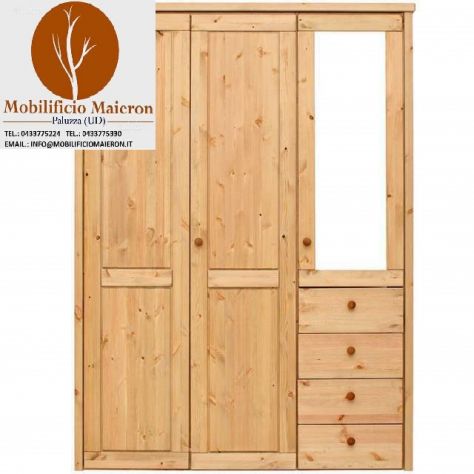 Mobili Rustici In Legno Armadio cod 058 3 ante 3 cassetti in legno nuovo