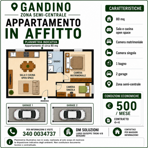 Gandino con due camere da letto e due box auto