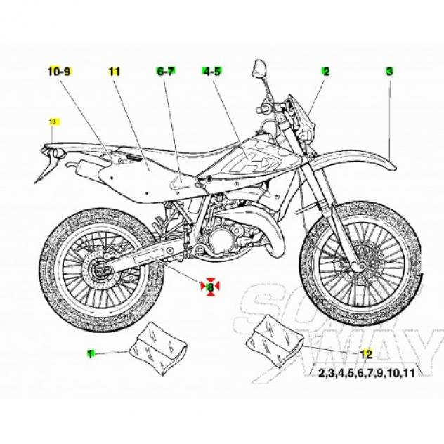 Coppia adesivi forcellone Husqvarna WRE 125 anno 2000 - 80A094242 - Foto 3