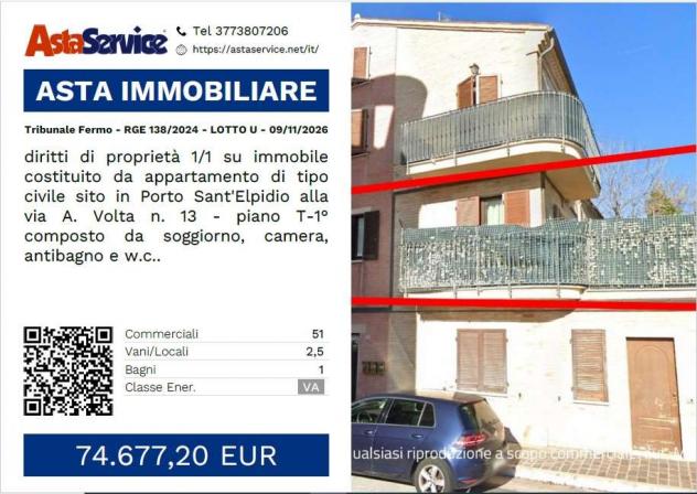 Tribunale Fermo - RGE 138/2024 - LOTTO U - Tribunale Fermo - RGE 138/2024 - LOTTO U - 09/11/2026