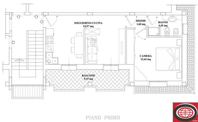 Vendita di un appartamento nuovo a Montiano, con una camera da letto, garage e balcone