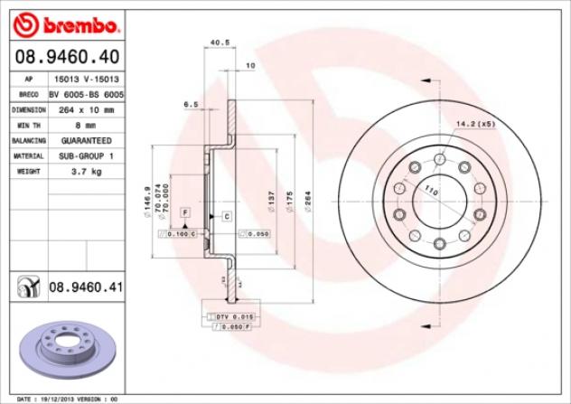 Disco Freno Brembo 08946041 Per Alfa Romeo