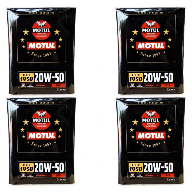 8 Litri MOTUL CLASSIC PERFORMANCE 20W50 Olio motore per auto d'epoca 1950 1970