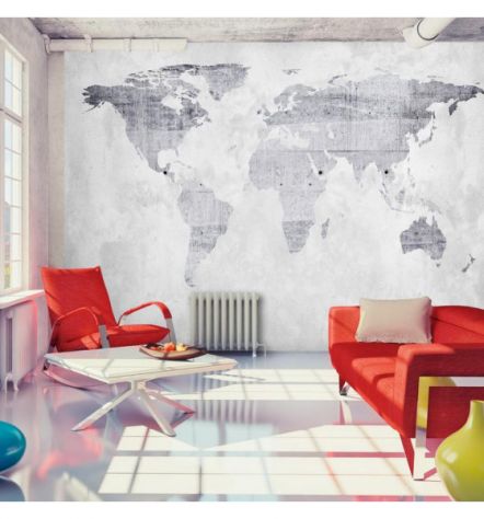 Fotomurale Adesivo Mappamondo Bianco E Nero Arredalacasa