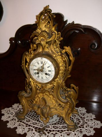 Trittico in bronzo zecchinato - Orologio &amp; 2 Candelabri. - Foto 9