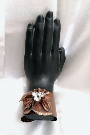 ANTICO BELLISSIMO BRACCIALE BIJOUX IN RAME E STRASS AUTENTICO EPOCA 1950. - Foto 5