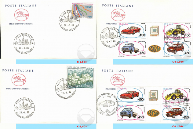 ITALIA BUSTE PRIMO GIORNO EMISSIONE 1986 - Foto 3
