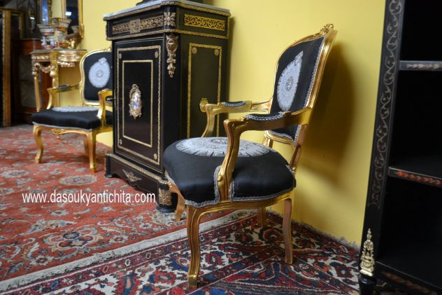 Coppia poltrone dorate stile Luigi XV - Foto 5