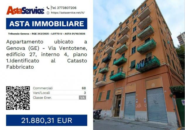Tribunale Genova - RGE 343/2025 - LOTTO U - Tribunale Genova - RGE 343/2025 - LOTTO U - ASTA 01/10/2026